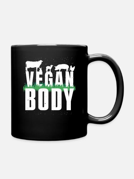 Animaux de ferme Légumes Végétariens Go Vegan Body - Mug uni - noir