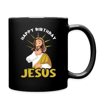Funny Christmas December 2022 Happy Birth Jesus - Full Colour Mug - black - Right