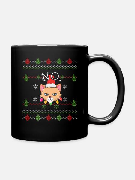 No December 2022 Cat Hates Christmas Hater - Tasse einfarbig - Schwarz