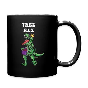 December Dinosaur Tree Raptor Christmas - Tasse einfarbig - Schwarz - Rechts