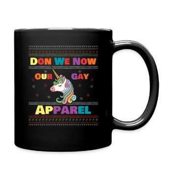 December Rainbow Unicorn Gay Pride LGBT Christmas - Tasse einfarbig - Schwarz - Rechts