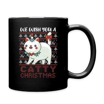 Kawaii Cute Cat December Holiday Ugly Christmas - Tasse einfarbig - Schwarz - Rechts