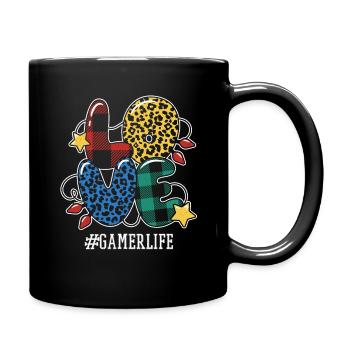Pattern Gamer Game Arcade Love Christmas - Tasse einfarbig - Schwarz - Rechts
