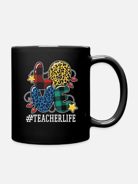 Pattern Teacher Student Love Christmas - Tasse einfarbig - Schwarz