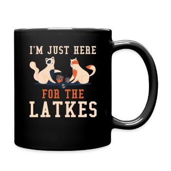 For Latkes Cats Jewish Christmas Jew Hanukkah - Full Colour Mug - black - Right
