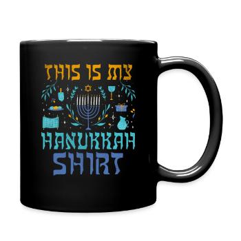 Jewish Christmas Jew This My Hanukkah Pattern - Full Colour Mug - black - Right