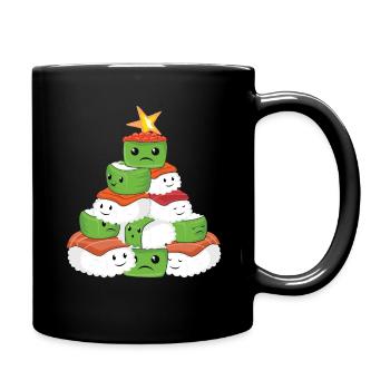 Kawaii Christmas Tree Sushi Décembre Noël - Mug uni - noir - Droite