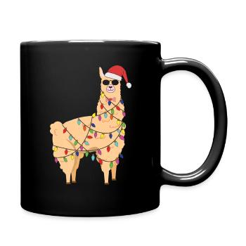Alpaca Christmas Lights Llama December Christmas - Full Colour Mug - black - Right