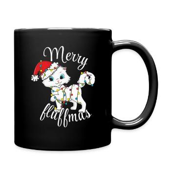 Santa Cat Lights December Meow Christmas - Full Colour Mug - black - Right