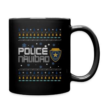 Hässlicher Dezember Polizei Navidad Hässliche Weihnachten - Tasse einfarbig - Schwarz - Rechts