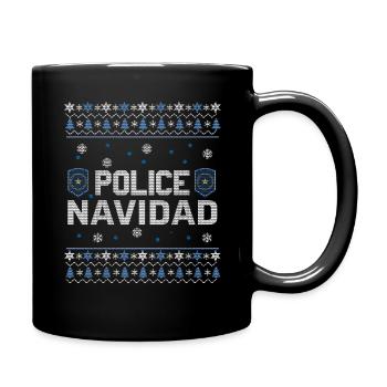 Drôle moche Décembre Police Navidad Laid Noël - Mug uni - noir - Droite