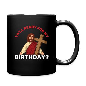 Weihnachten Dezember Kreuz Happy Geburt Jesus bereit - Tasse einfarbig - Schwarz - Rechts