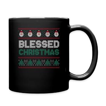Santa Ugly Dezember Feiertag Hässliche gesegnete Weihnachten - Tasse einfarbig - Schwarz - Rechts