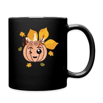 Unicorn Pumpkin Fall Thanksgiving Season Autumn - Full Colour Mug - black - Right