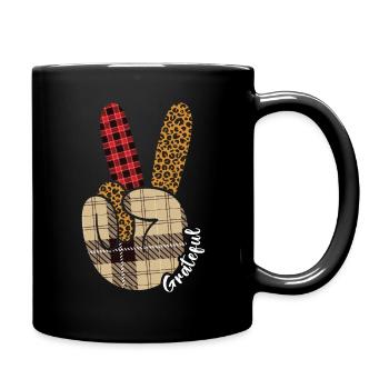 Turkey Love Peace Autumn Pattern Fall Thanksgiving - Full Colour Mug - black - Right