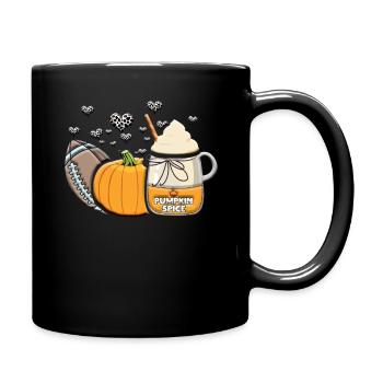 Rugby Pumpkin Love Fall Football Thanksgiving - Full Colour Mug - black - Right