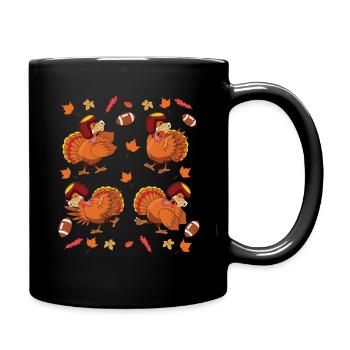 Rugby Cute Turkey Football Fan Thanksgiving - Full Colour Mug - black - Right
