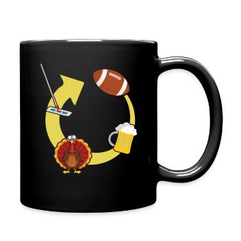 Rugby Beer Lover Turkey Football Fan Thanksgiving - Full Colour Mug - black - Right