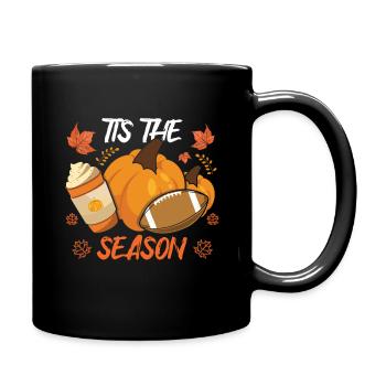 Thanksgiving Love Rugby Pumpkin Fall Football - Full Colour Mug - black - Right