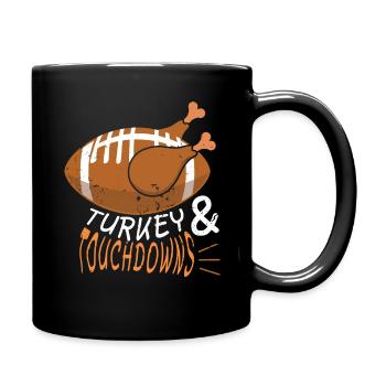 Thanksgiving Roast Turkey Touchdown Football - Full Colour Mug - black - Right