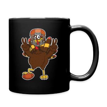 Thanksgiving drôle de paix Turquie Touchdown Football - Mug uni - noir - Droite