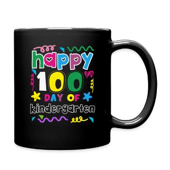 100th Day Kindergarten Happy 100 Days Of School - Full Colour Mug - black - Right