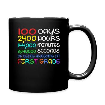 100. Tag 1. Klasse Awesome 100 Tage Schule - Tasse einfarbig - Schwarz - Rechts