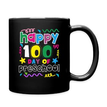 100e jour préscolaire Joyeux 100 jours d’école - Mug uni - noir - Droite