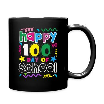 School 100th Day Happy 100 Days Of School - Full Colour Mug - black - Right