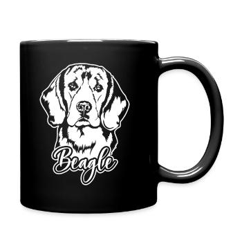 BEAGLE Hundeportrait Hund Hunde Wilsigns Jagdhund - Tasse einfarbig - Schwarz - Rechts
