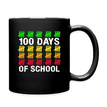 Stick Student 100. Tag 100 Tage Schule - Tasse einfarbig - Schwarz - Rechts