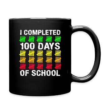 Stick Student 100. Tag Abschließen 100 Tage Schule - Tasse einfarbig - Schwarz - Rechts