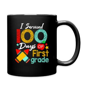 Farben überlebten 1. Klasse 100 Schultage - Tasse einfarbig - Schwarz - Rechts