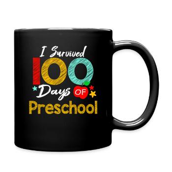 Colors Survived Preschool 100 Days Of School - Full Colour Mug - black - Right