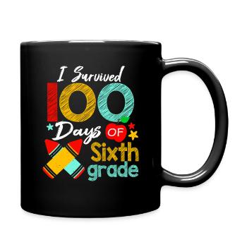 Farben überlebten 6. Klasse 100 Tage Schule - Tasse einfarbig - Schwarz - Rechts