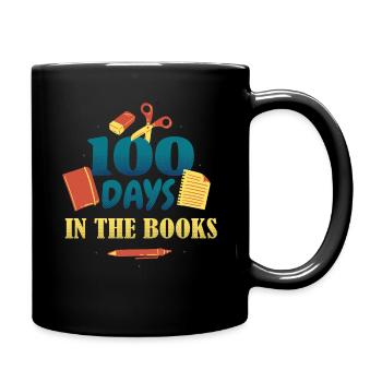 Bücher Stift 100. Tag in Büchern 100 Tage Schule - Tasse einfarbig - Schwarz - Rechts