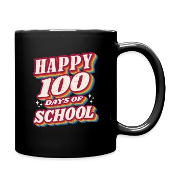 Retro Student Happy 100th Day 100 Days Of School - Full Colour Mug - black - Right