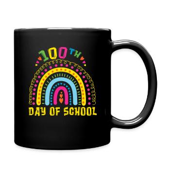 100th Day Rainbow Happy 100 Days Of School - Full Colour Mug - black - Right