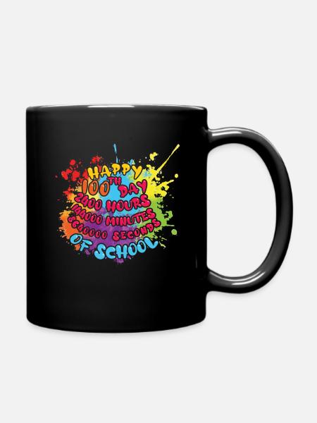 Happy 100th Day Color Splash 100 Tage Schule - Tasse einfarbig - Schwarz