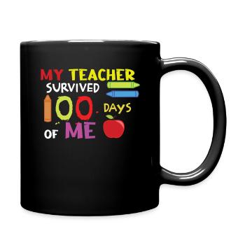 Funny 100th Day Teacher Survive 100 Days Of School - Full Colour Mug - black - Right