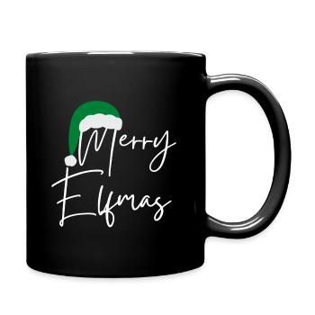 Merry Elfmas - Tasse einfarbig - Schwarz - Rechts