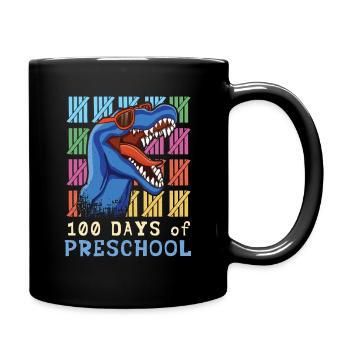 Roar Preschool 100th Dinosaur 100 Days Of School - Full Colour Mug - black - Right