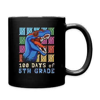 Brüllen 5. Klasse 100. Dinosaurier 100 Tage Schule - Tasse einfarbig - Schwarz - Rechts