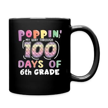 100. Tag 6. Klasse Pop Bubble 100 Tage Schule - Tasse einfarbig - Schwarz - Rechts