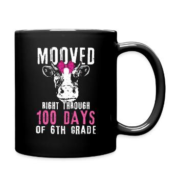 Schüler 100. Tag 6. Klasse Kuh 100 Tage Schule - Tasse einfarbig - Schwarz - Rechts