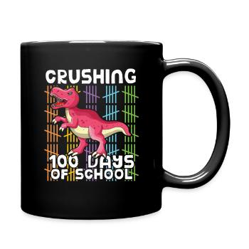 100e jour de dinosaure écrasant 100 jours d’école - Mug uni - noir - Droite