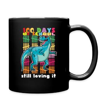 100 Tage Dinosaurier liebende 100. Tage der Schule - Tasse einfarbig - Schwarz - Rechts
