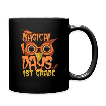1. Klasse Eule 100. Tag Magische 100 Tage Schule - Tasse einfarbig - Schwarz - Rechts
