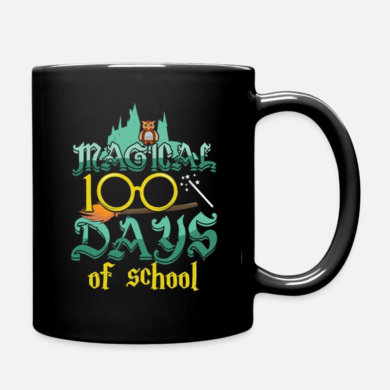 Magischer 100. Tag süße Eule Happy 100 Tag der Schule - Tasse einfarbig - Schwarz