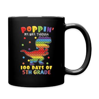 100th Day Pop 5th Grade Dinosaur 100 Day Of School - Full Colour Mug - black - Right